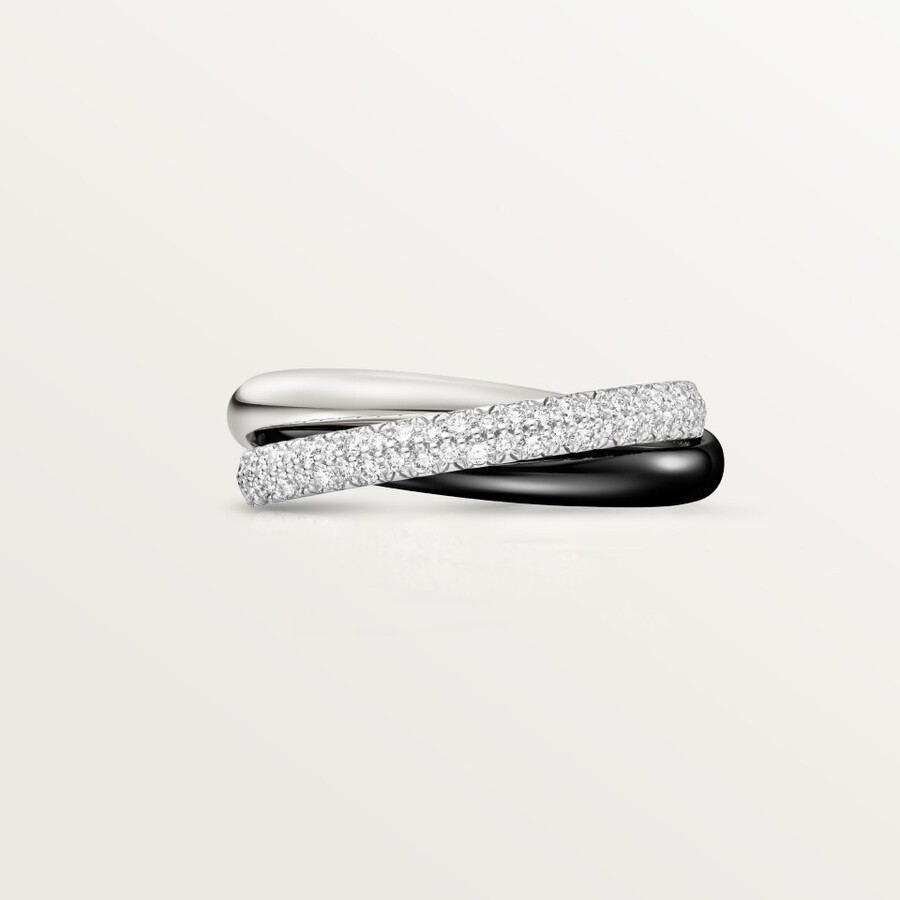 anello trinity ceramica modello piccolo semi-pavé