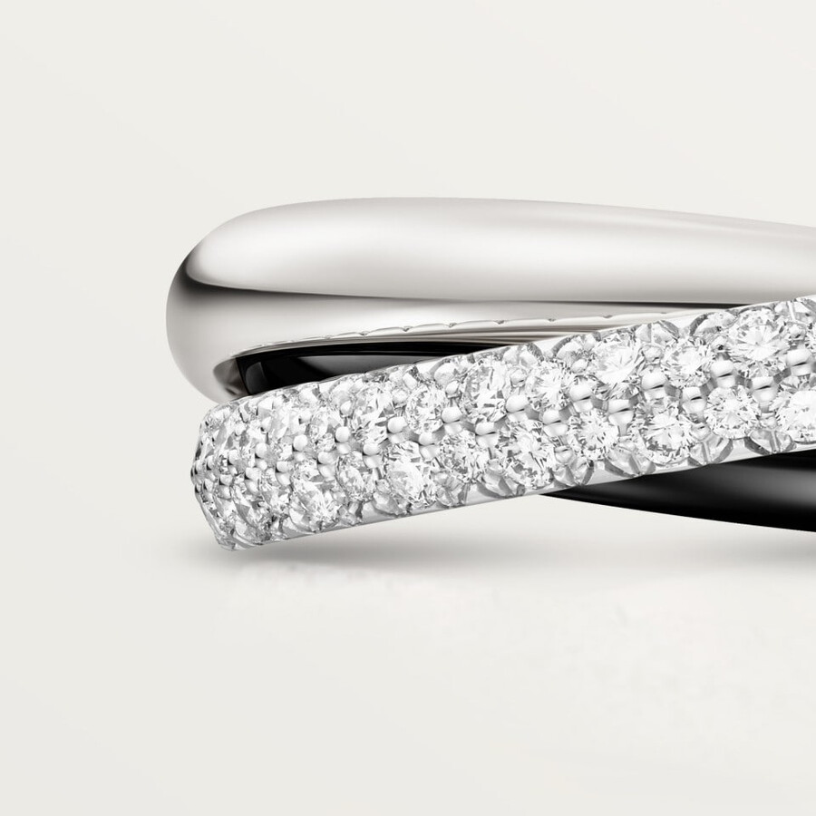 anello trinity ceramica modello piccolo semi-pavé