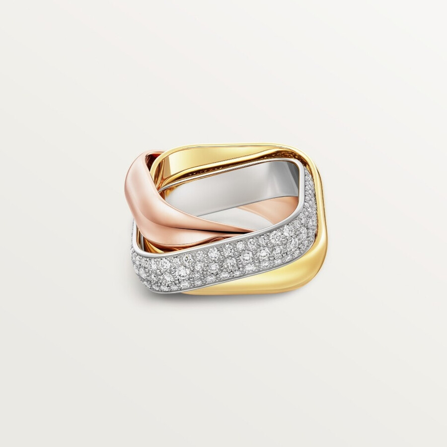anello trinity a forma di cuscino modello grande semi-pavé