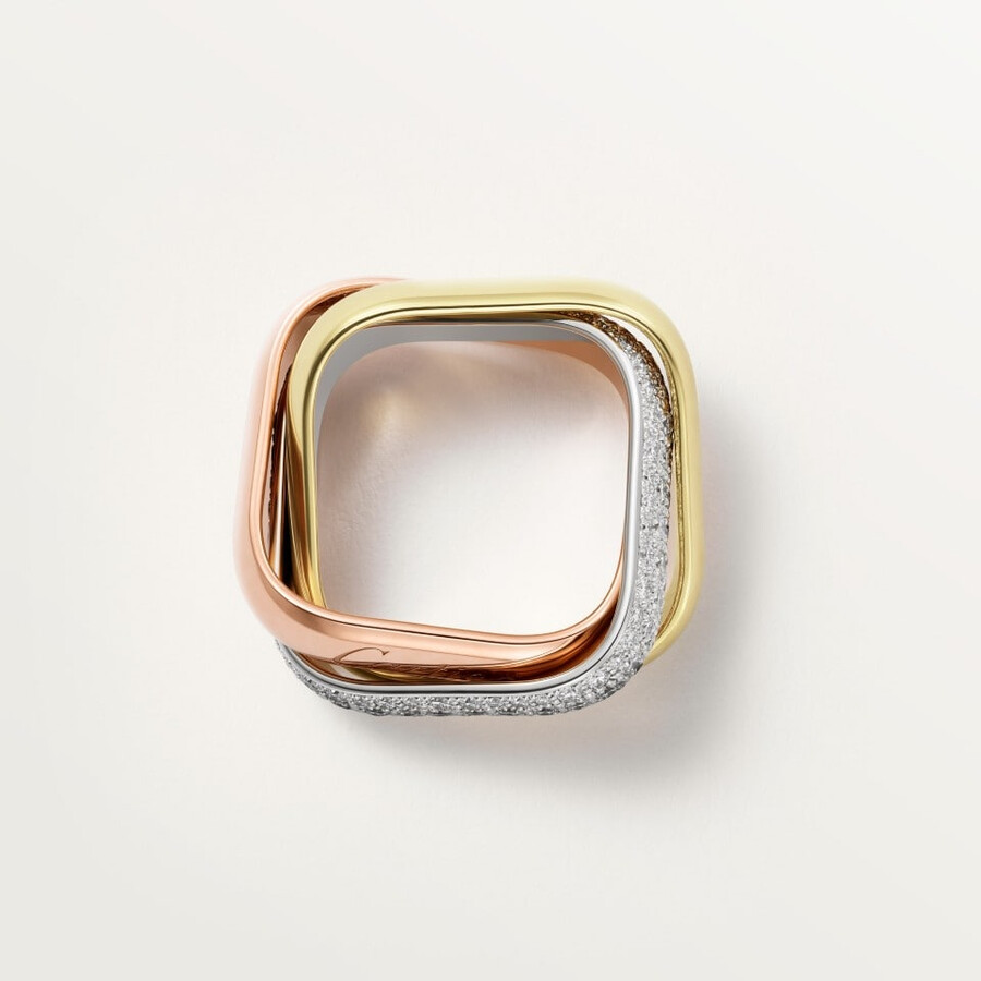 anello trinity a forma di cuscino modello grande semi-pavé