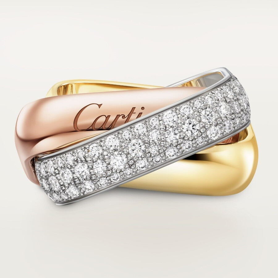 anello trinity a forma di cuscino modello grande semi-pavé